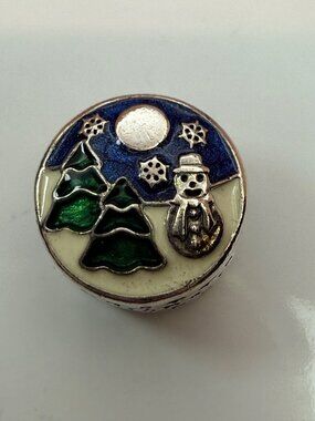 Retired Pandora Winter Scenery Snowman Enamel Charm 796384ENMX S925 ALE